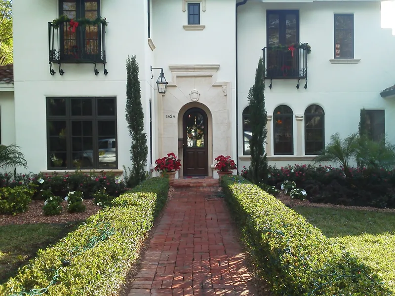 After: planted borders along the front walk.